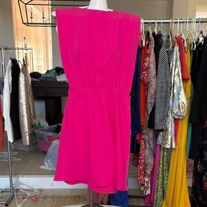 Fuchsia Sleeveless Mini Dress — Elegant Gathered Waist